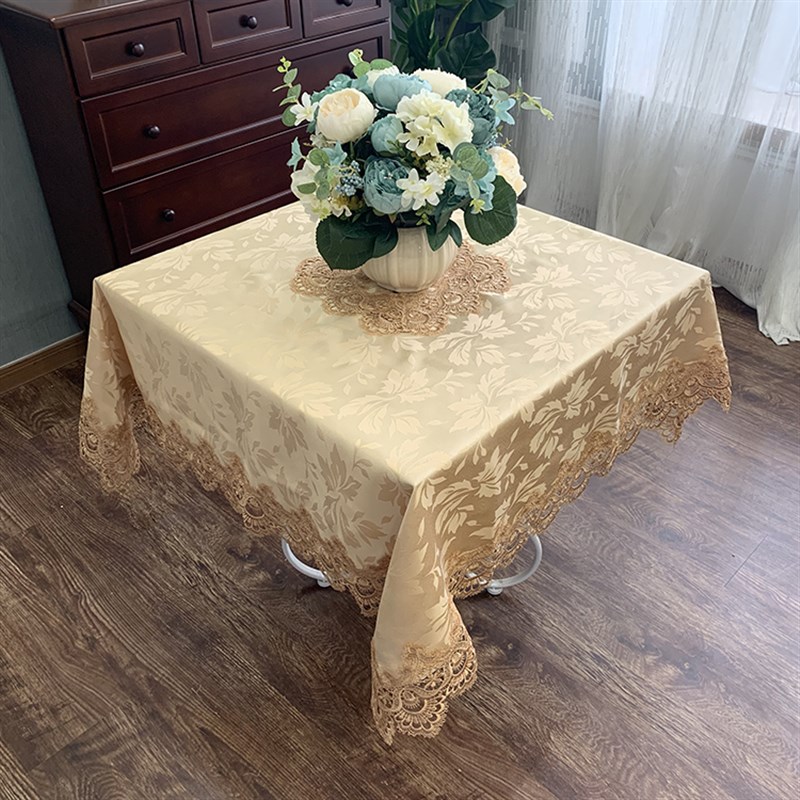 欧式茶几桌布正方形布艺餐桌布麻将方桌布八仙桌台布四方蕾丝盖布