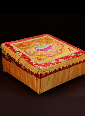 秦歌  实木拜垫拜佛垫 精绣莲花跪拜垫礼佛蒲团跪垫打坐垫禅拜凳