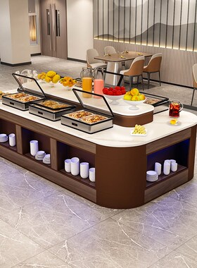 高档酒店单位食堂自助打餐台布菲台餐厅中岛自助餐台甜点水果摆台