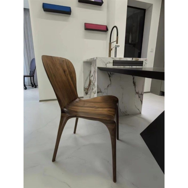 北美黑胡桃木尤里卡餐椅纯实木椅全榫卯书椅曲面椅现代饭桌椅简约