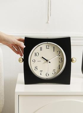 WOZOOM屋准奶油风简摆约桌面件座客厅卧时TYOS665钟室摆台式钟轻