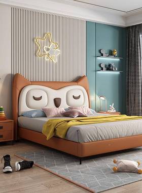 科技布床代约布艺床儿童简床现1.2米1.米床软5体床卡通床男MEK孩