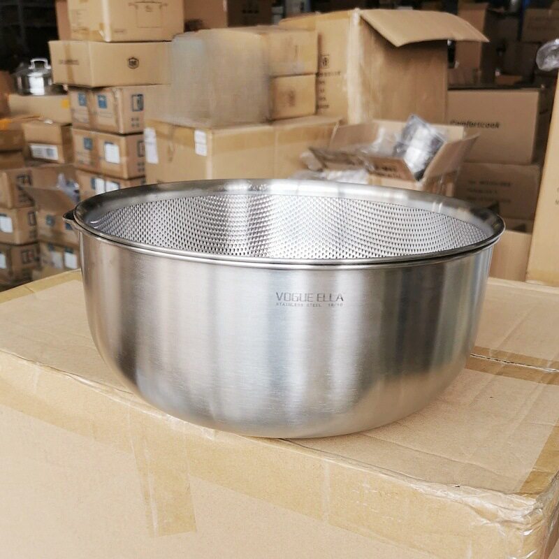 VE18-10不锈钢洗菜篮漏盆套装沥水篮304厨房和面打蛋盆304沙拉盆