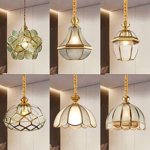 美式全铜关餐厅灯吧台小吊灯复过道廊玄阳台吊灯欧古式走门95900