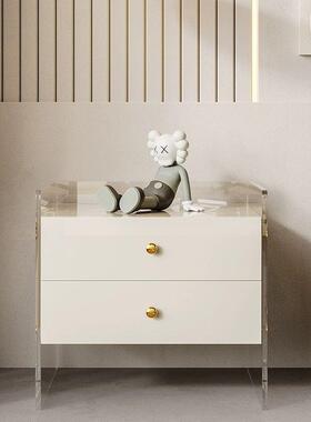 X1H5网X红奶油风亚力克床头柜现代简约迷ZDB你创意卧室小型床边收