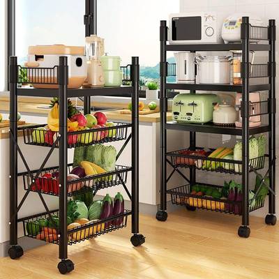 子厨房菜篮置物架家用落AL101215炉地多层微波烤收纳架多功能货架