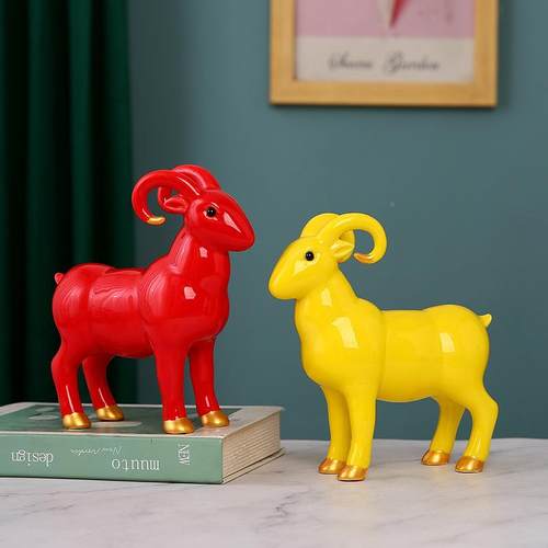 创意陶瓷十二生厅IUD肖羊文艺创件旅游家居摆客缺补角电视柜装饰