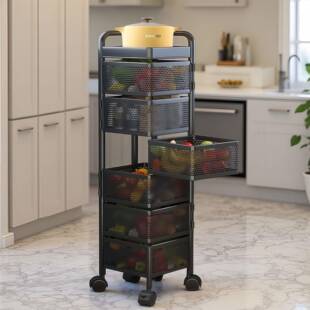 果厨房免落圆形旋转蔬菜地置物架可移动可拆卸TC-L2300安装储物架