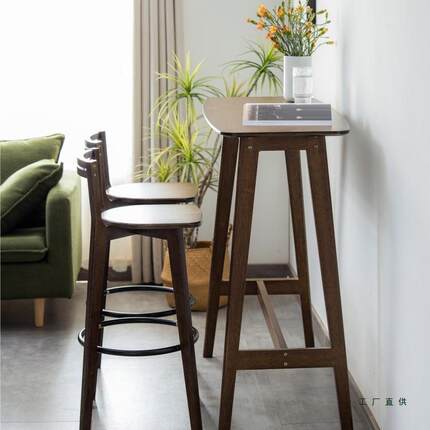 吧台桌台用墙高脚长条桌实木简约现978代家阳台休闲靠吧椅窄桌椅