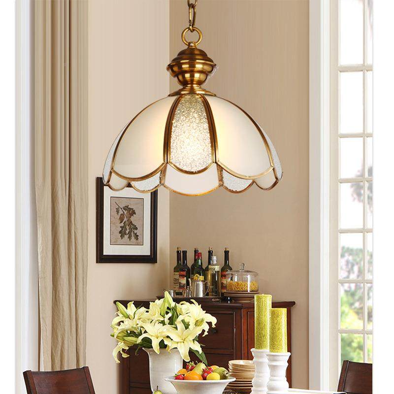 全铜吊厅灯美式乡村餐灯复古简卧约96书房室灯大气客厅饭厅灯具
