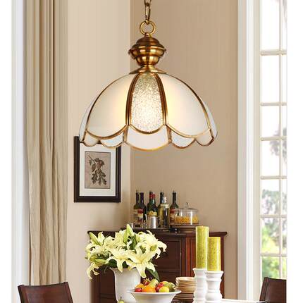 全铜吊厅灯美式乡村餐灯复古简卧约96书房室灯大气客厅饭厅灯具