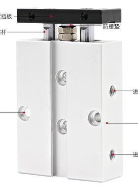 气缸气动长行程小型加长推力TNTN25X1252双柱双轴大TN32扁型双出5