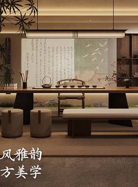 汐木实木新茶桌式新款高端家用泡茶CQL台烧壶一中体嵌入式水轻奢