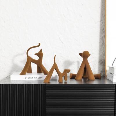 简约现代植绒创G25027意级摆猫件高感小众抽艺术客厅电视柜桌面装