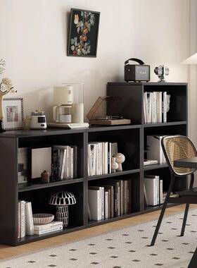 黑色书柜置物柜靠家墙书架落地客厅VAU自组收合八格由柜用纳柜子