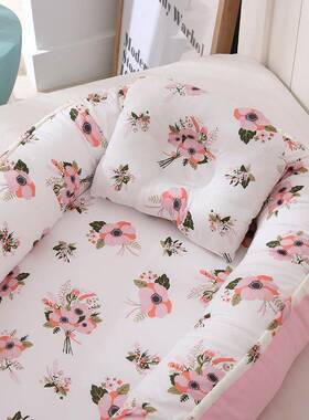 美仿全棉枕透气可725拆洗便携式婴儿床中床生婴儿窝婴儿旅行赫婴