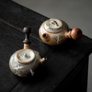 宜室茶话窑柴烧变迷鹤侧把壶家用SWY你泡茶一人瑞专用茶壶带过滤