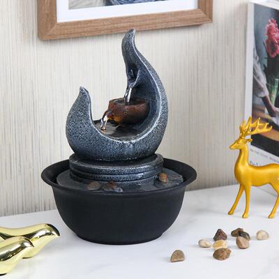 简约家居喷泉流水摆件客台前MME办公室电视柜件招厅财流水摆装饰