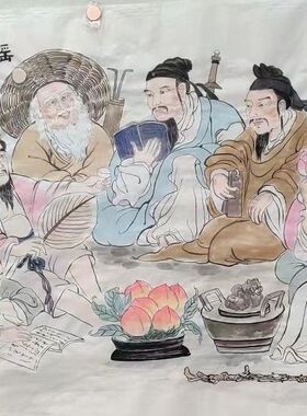 定制大中小尺寸人物国画山水客厅卧室简约餐厅现代简约纯手绘