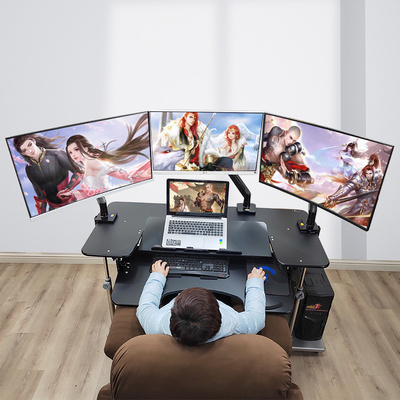 台式电竞桌坐舱头等太空舱电脑桌移动升降支架家用折叠桌书桌懒人