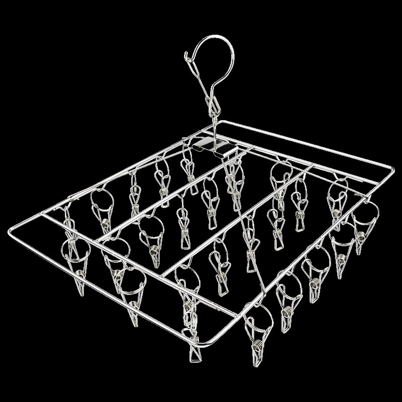 不锈钢袜架实心4.0mm晒袜架26夹30夹防风晾晒架衣架加粗衣架