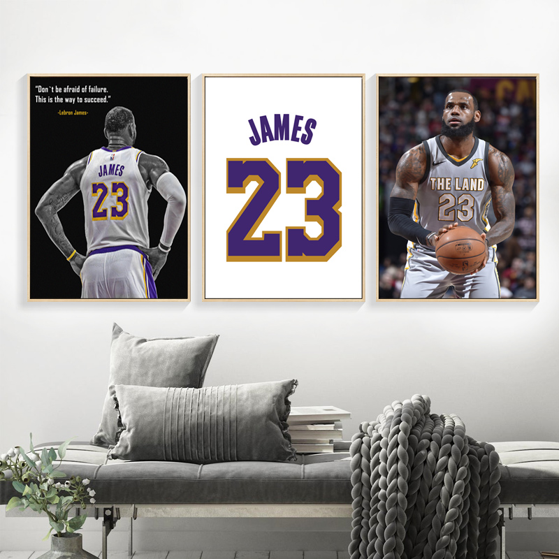 詹姆斯海报挂画NBA篮球衣壁画玄关客厅背景墙男孩卧室床头装饰画