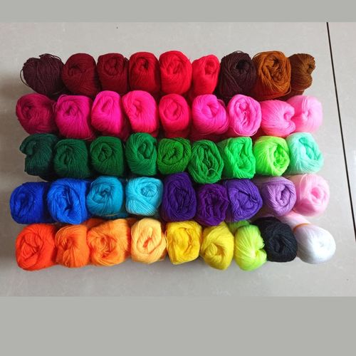 膨体纱diy手工剁花线细毛线团朵花配色裰花扇单戳戳乐绣花棉线团