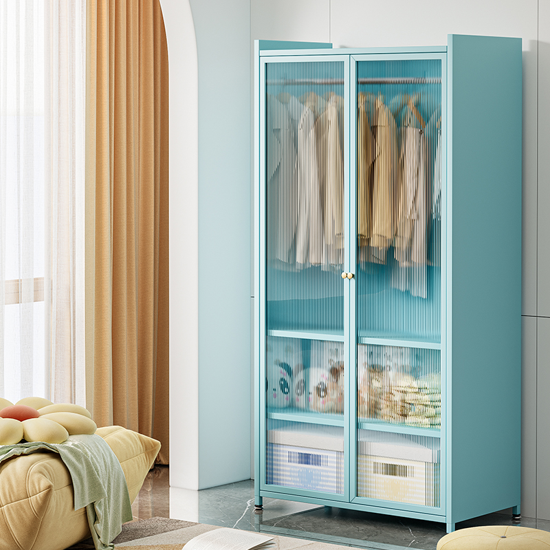 简易金属钢制衣柜卧室储物柜儿童衣橱铁皮收纳柜子小户型铁艺衣架