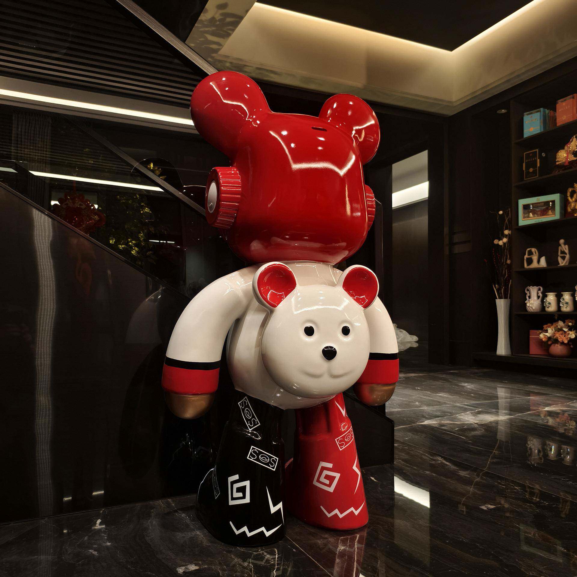 创意彩发绘NKI太空熊厅落地摆件客电柜沙旁直视播间家居装饰品存