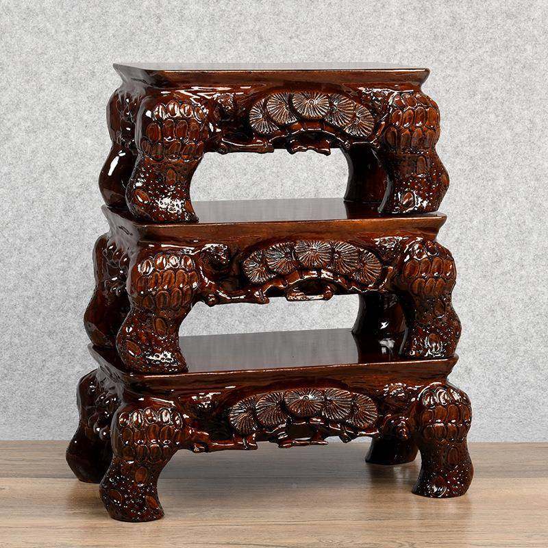 实根雕奇花石头摆品件底座可挖槽瓶盆景鱼缸工艺承2018048重木底