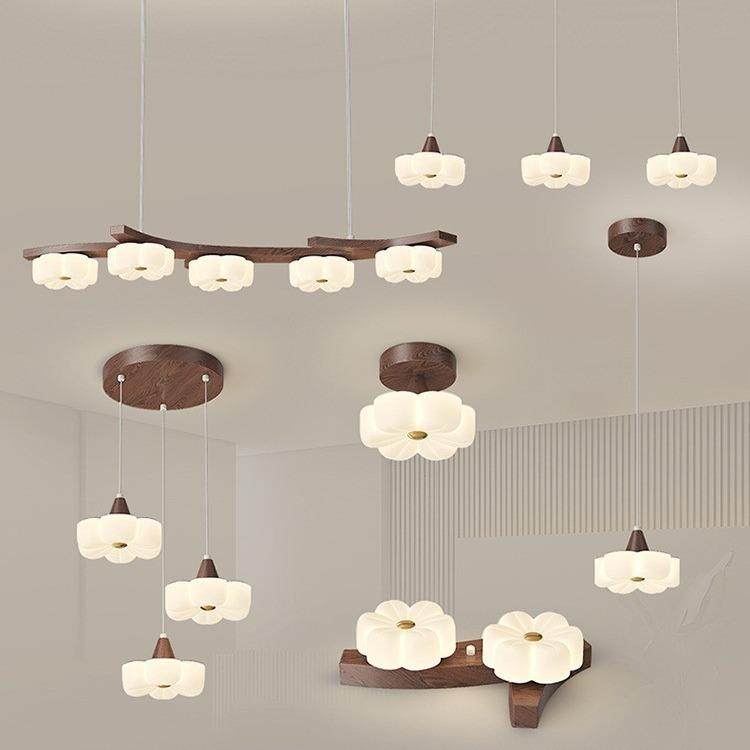 盘全光谱长实花朵餐562吊灯新款奶油风厅创意木护眼卧室床头小吊,家装灯饰光源,智能吊灯,淘宝优惠券,粉丝福利购,淘宝优惠卷