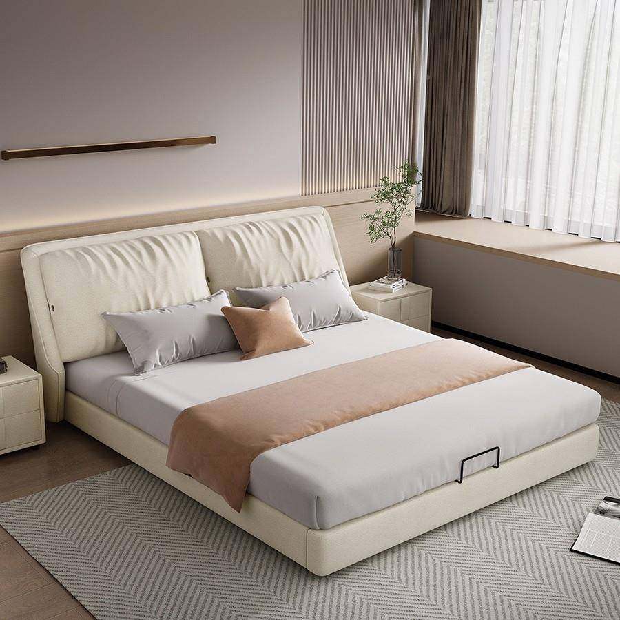 皮床现代简约主卧1米8FPU双人奶技风1.5高端大气科室布油艺软包大