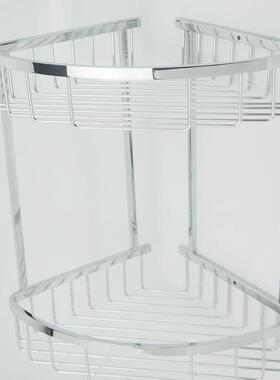 热置销家居不锈钢手网篮洗间物架卫生浴室双层收纳w621三间角蓝
