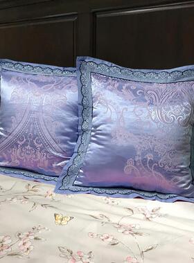 A9L欧式6060贡提花床头垫靠背套靠套F7565J6T子婚庆大缎抱x枕套方