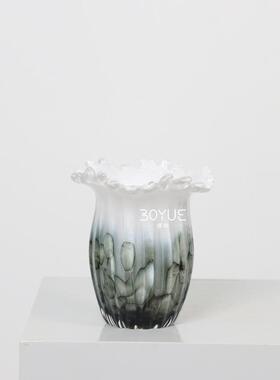 现代简约房花纹创意瓣MTS口琉花璃花瓶板摆件样间客厅餐桌样板装
