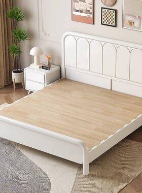 奶油风现代人简白实木床主卧室1.8米双床美式色小户型1约.5米YAM