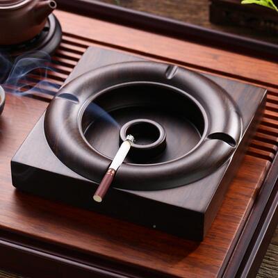 黑烟檀SVV木灰缸带盖大客号创意个实性潮流家用厅防飞灰