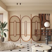 设计师现代藤编屏风隔断客厅入户酒店餐厅装 饰家用小户型玄关折屏