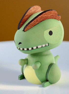 森活木趣车载摇头摆件中控台汽车车内饰品实木木质弹簧恐龙公仔