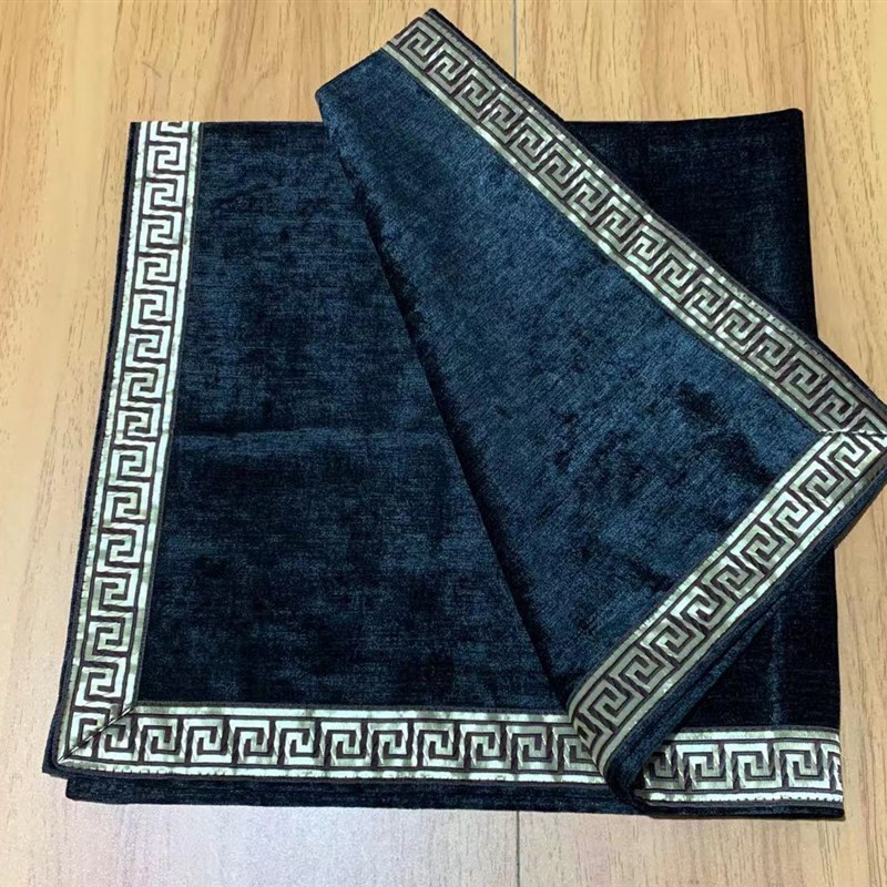 雪尼尔黑色绒布塔罗布加厚复古塔罗牌桌布镶边纯色绒布背景布