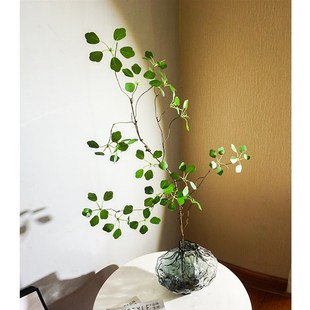 仿生绿植观音莲叶落地大树枝马醉木玻璃花瓶客厅玄关柜树叶仿真花