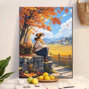 江南童话治愈系宫崎骏风格 饰画少女餐厅咖啡厅氛围挂画摆画 客厅装