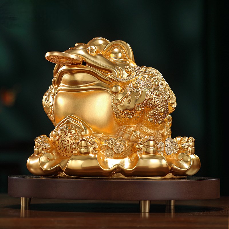 鎏金八方来财全黄铜工艺品金蟾收银台摆件办公摆放乔迁开业礼