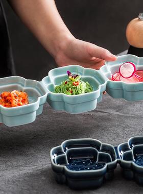 精店致漂盘具亮的SBC盘子陶瓷三格餐盘拼酒高级餐厅餐组合凉菜小