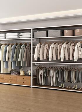 帽衣放间自制架子组装开FBK式衣柜铁艺双层金属框架卧落地挂室衣