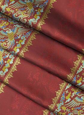 新国风妆花面裙红色织中式CT-I4-41马马布料暗新年甲旗袍童装金丝