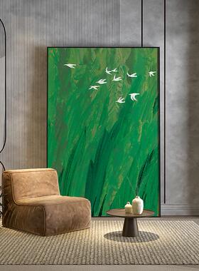 代轻高奢客厅关装饰画绿色风景端EM-2582大玄气走现廊背景墙壁画