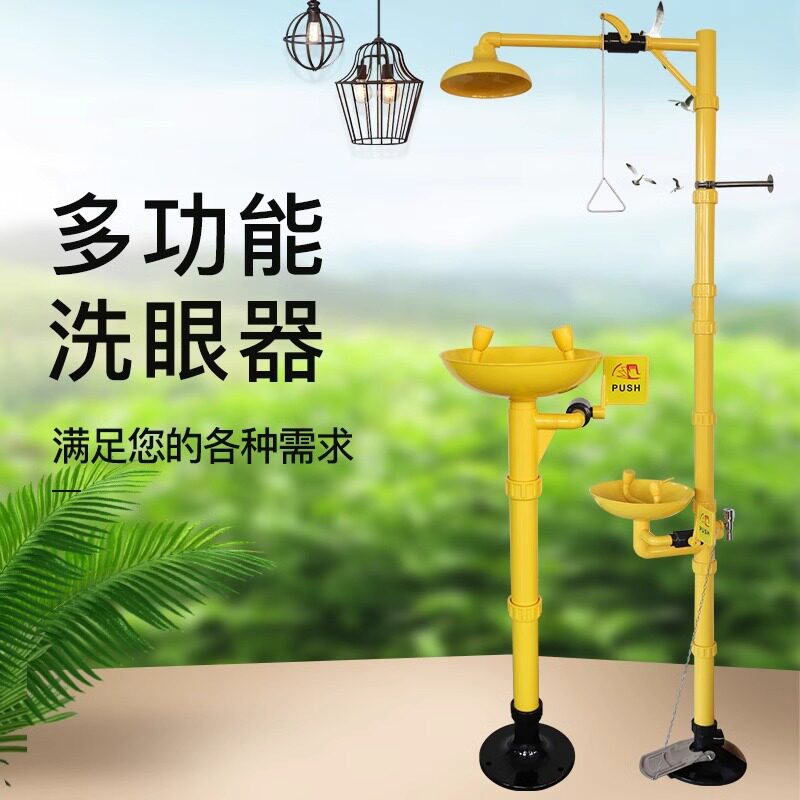 工业ABS塑料洗眼器防腐蚀实验室紧急冲林淋浴立式喷淋洗眼器