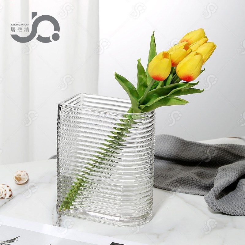 现代简约竖条横纹玻璃花瓶桌面茶几客厅百合鲜花玫瑰装饰摆件水培,家居饰品,花瓶,淘宝优惠券,粉丝福利购,淘宝优惠卷