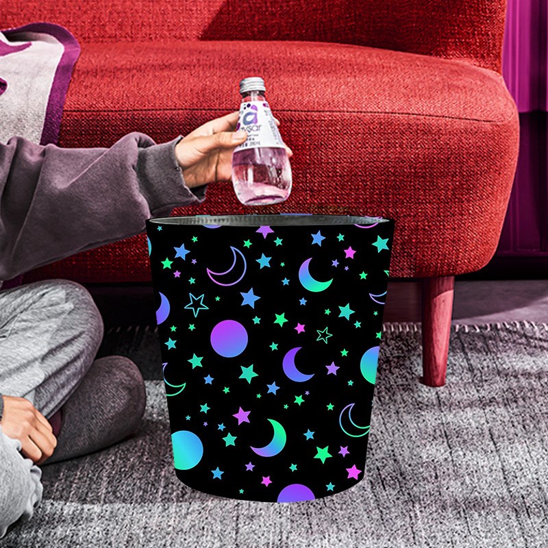 创意皮质防水垃圾桶欧式复古大号无盖大容量黑色收纳桶家用卫生桶